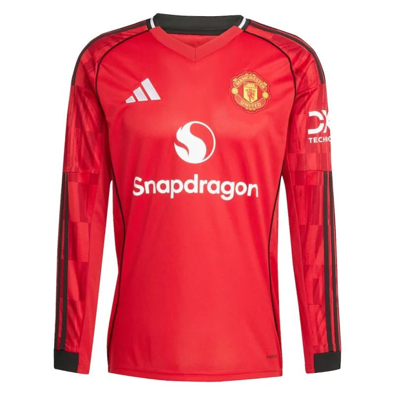Adidas Manchester United dres s dlhými rukávmi pánsky (2025-2026) domáci + vlastné meno a číslo