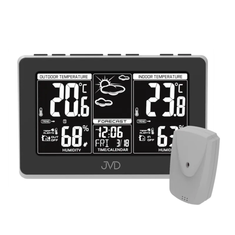Černá rádiem řízená meteorologická stanice JVD RB658