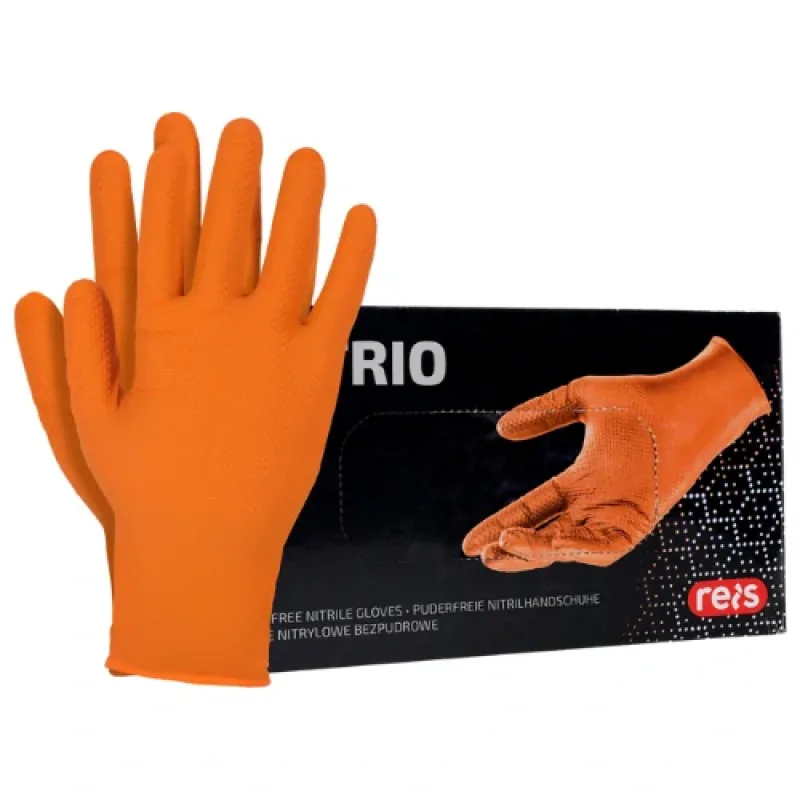 Reis RNITRIO GRIFF PS rukavice bez púdru s diamantovou textúrou oranžové 50 KS
