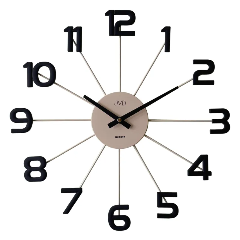 JVD Designové kovové černo-hnědé paprskovité hodiny JVD HT119.1