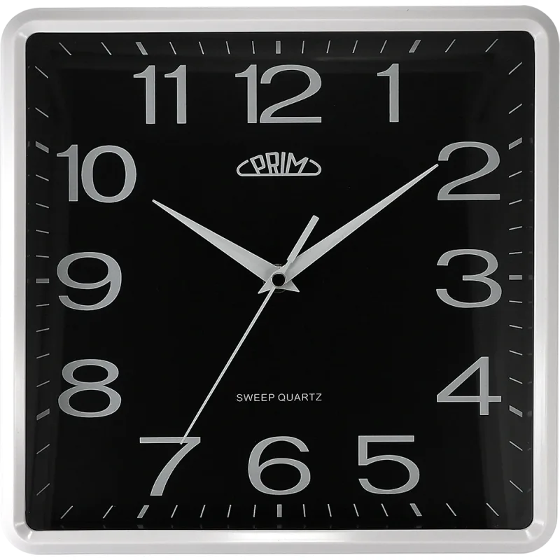 PRIM Černé hranaté nástěnné hodiny PRIM Square 20 - B E01P.4053.0090