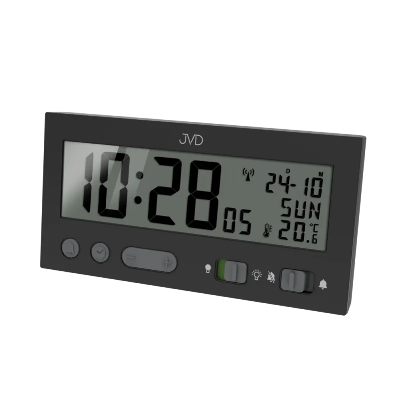 JVD Černý digitální rádiem řízený budík JVD RB9410.2