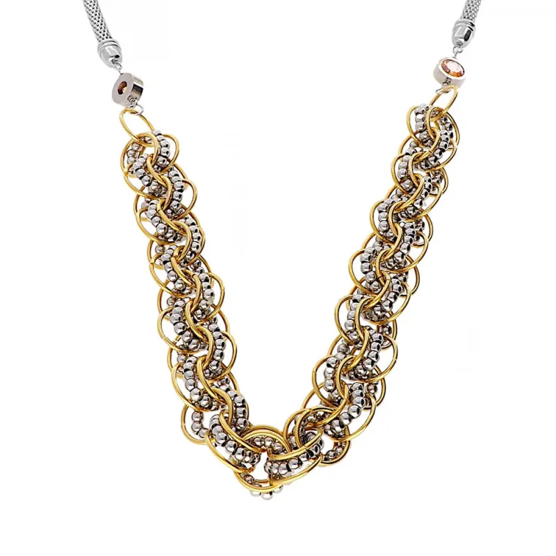 MPM Dámský nerezový náhrdelník 5090 - stříbrnozlaté barvy