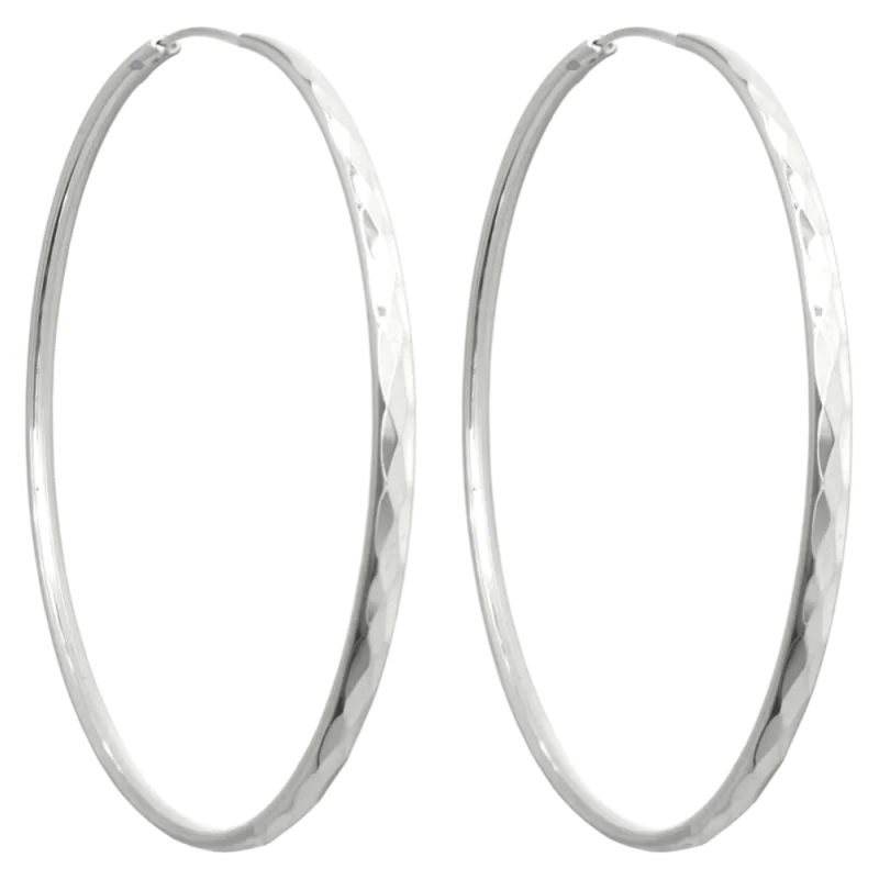 MINET Broušené stříbrné náušnice KRUHY 7 cm JMAN0233SE07