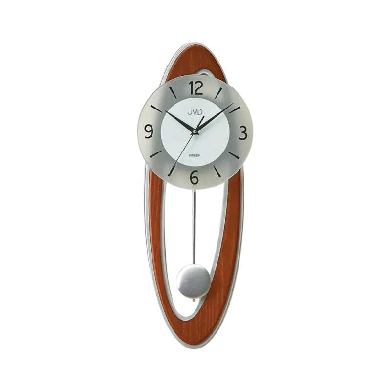 Kyvadlové designové dřevené netikající tiché nástěnné hodiny JVD NS18053/23
