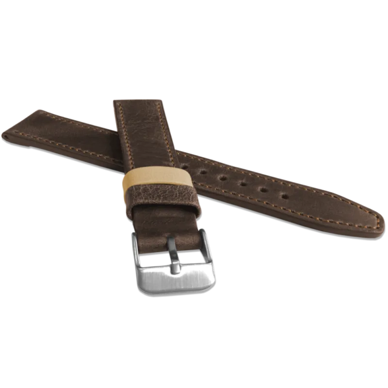 LAVVU Tmavě hnědý prošitý řemínek TAILOR z luxusní kůže Top Grain - 24 LSOUC24