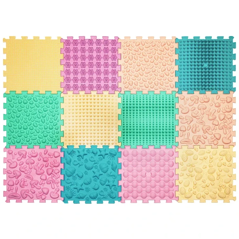 Masážna ortopedická podložka Puzzle Mix Pastel 12 prvkov