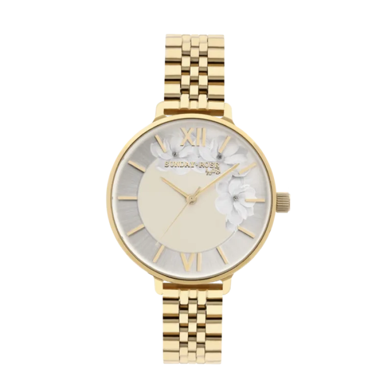 Dámské luxusní designové hodinky SUNDAY ROSE Spirit GOLD SUN-S13