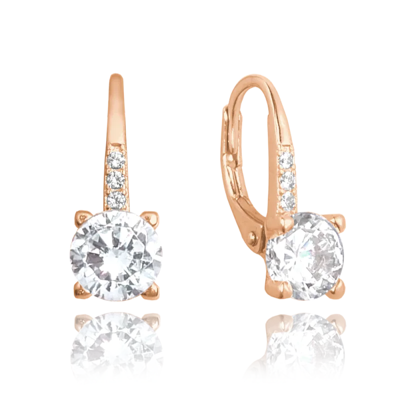 MINET Rose gold elegantní stříbrné náušnice s bílým zirkonem JMAS0150XE00