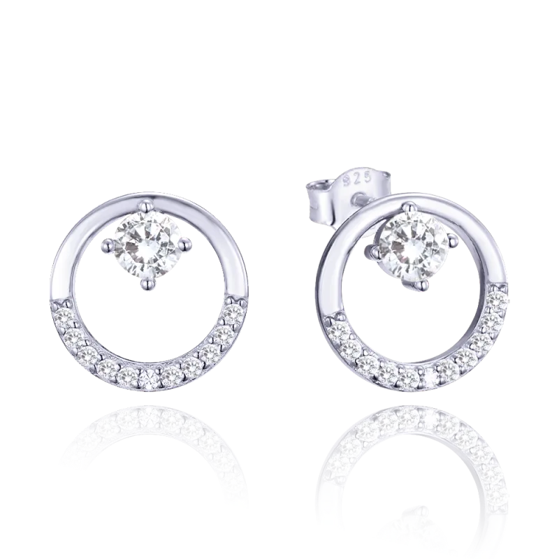 MINET Luxusní stříbrné náušnice s bílými zirkony