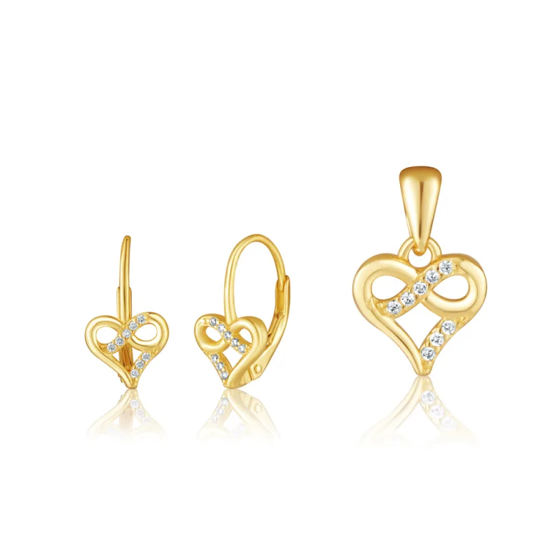 JVD Dámská pozlacená stříbrná souprava se zirkony set SVLS0143SH2GO00