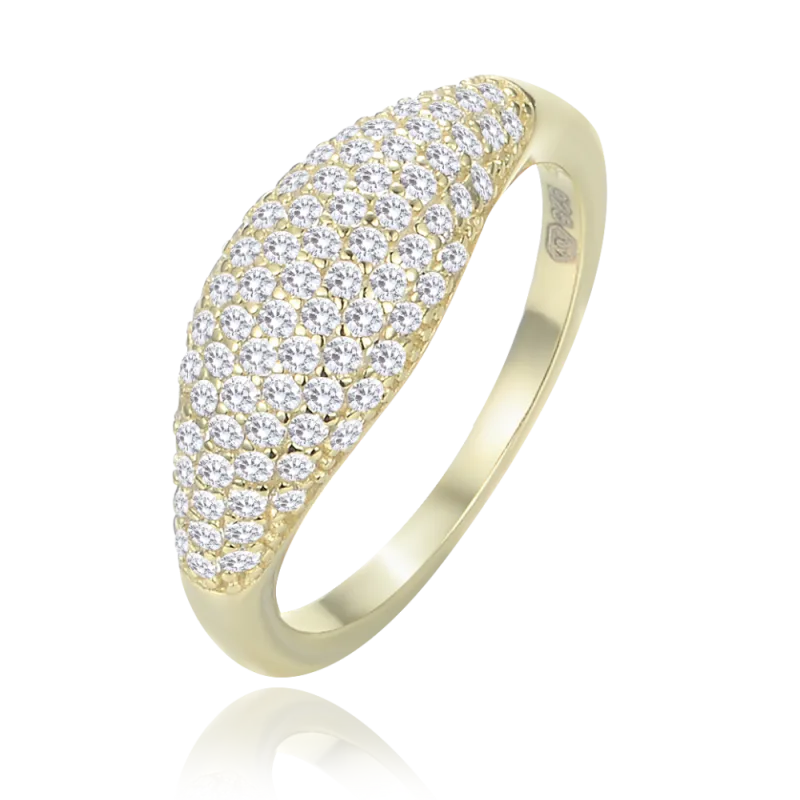 MINET Stříbrný pozlacený prsten kapka s bílými zirkony vel. 52 JMAN0565XR52