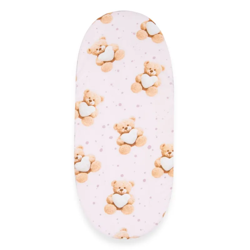 Bavlnené prestieradlo do kočíka New Baby Love Teddy Bear pink 35x75 cm