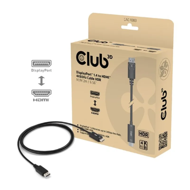 Club3D Adaptér aktivní DisplayPort 1.4 na HDMI HDR (M/ M), 2m CAC-1083