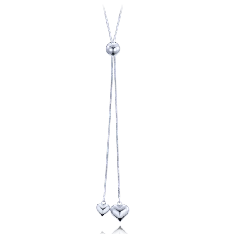 MINET Stříbrný náhrdelník se srdíčkem a stahovacím zapínáním JMAS0281SN48