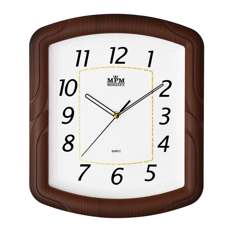 MPM Hnědé plastové hodiny hranatého tvaruMPM Braun - A E01.2417.51.SW