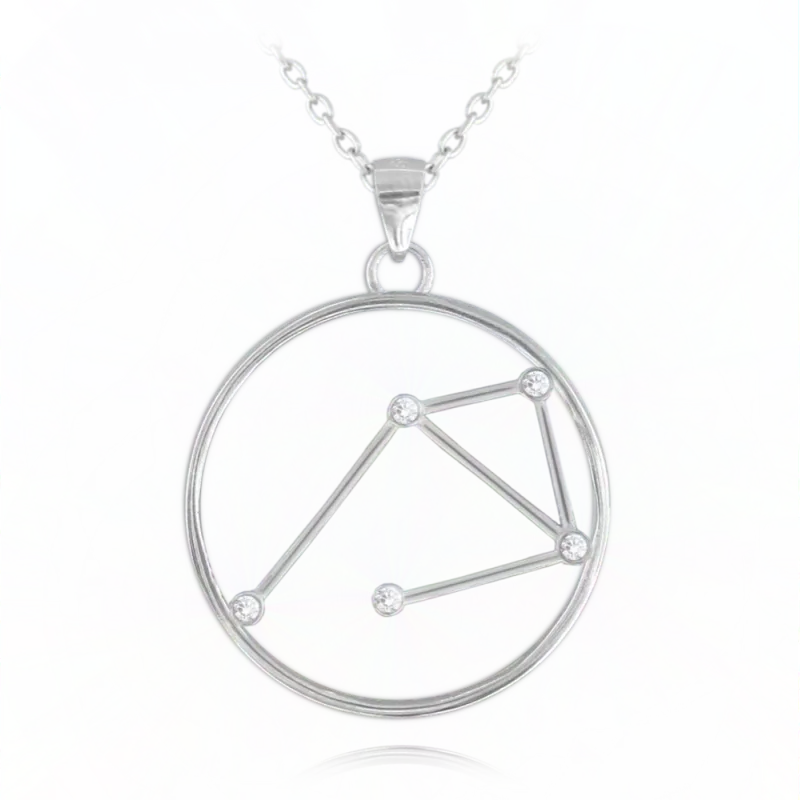 MINET Stříbrný náhrdelník Stars znamení VÁHY Czech Crystal JMAS9510SN45