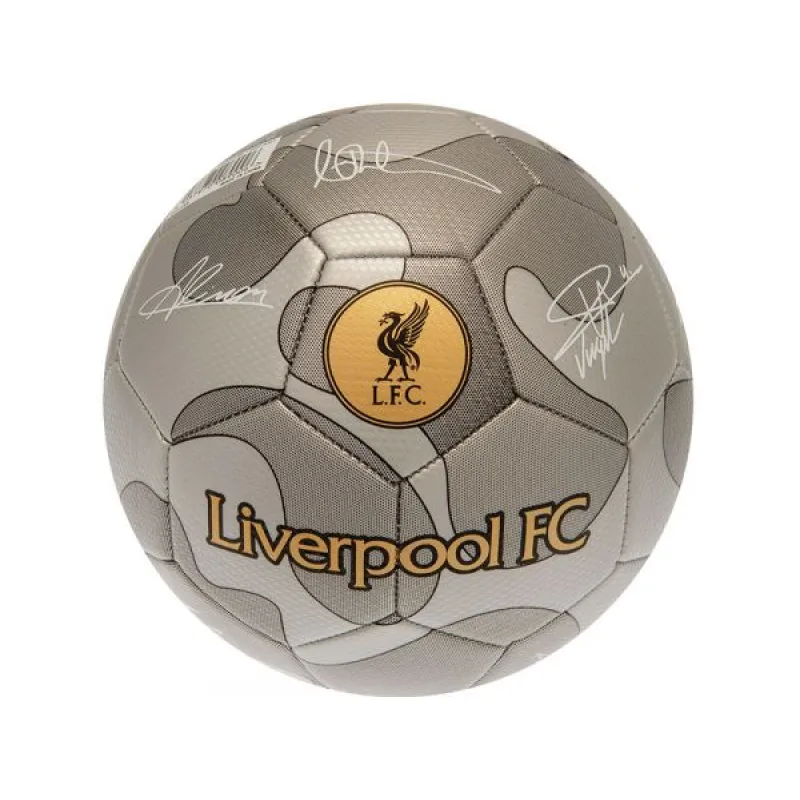 Liverpool futbalová lopta s podpismi šedá