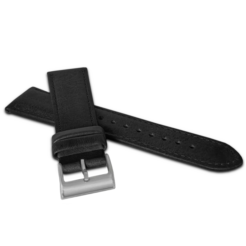 LAVVU Černý kožený řemínek Copenhagen s titanovou sponou - 22 LSM0263