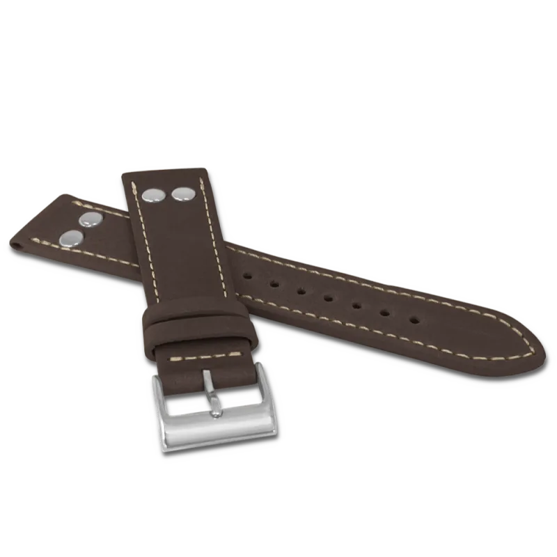 LAVVU Hnědý pilotní řemínek PILOT z luxusní kůže Top Grain - 18 LSUAC18