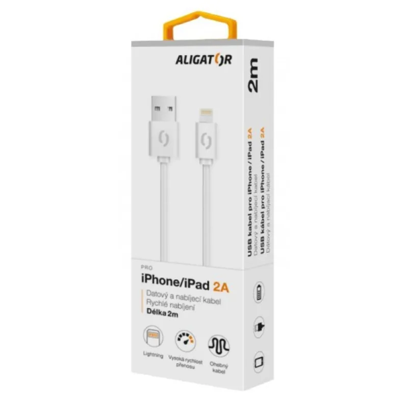 ALIGATOR Dátový kábel 2A iPh lightnin 2 m biely DAKA008