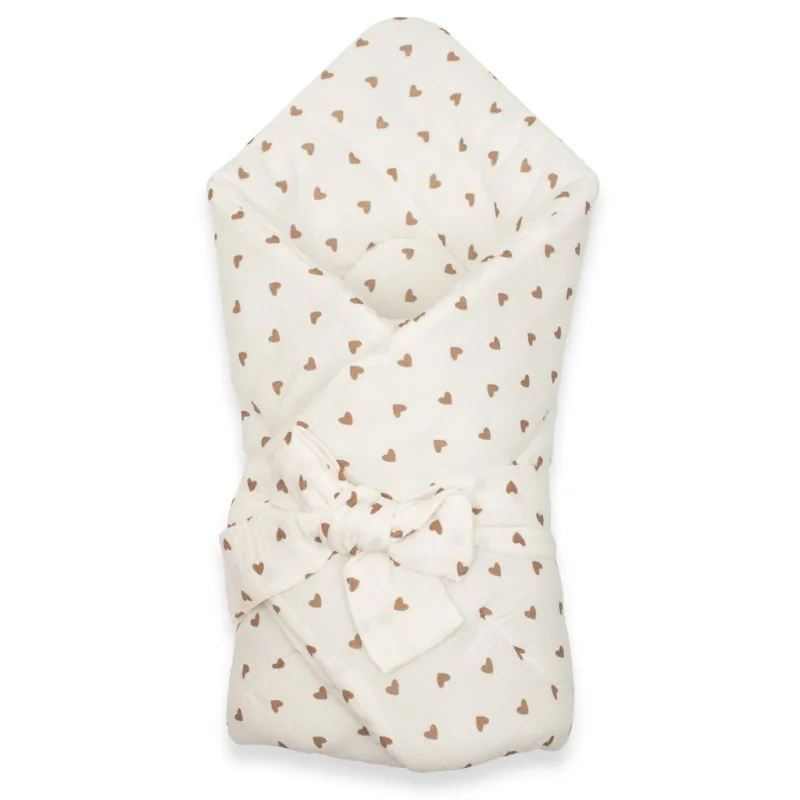 Mušelínová šnurovacia zavinovačka New Baby little heart