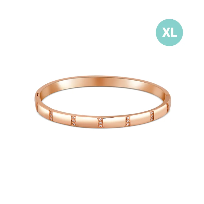 JVD Dámský rose gold ocelový náramek se zirkony SSSB0082XI8ROXL