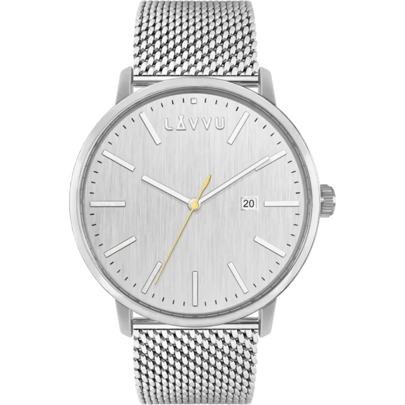 LAVVU Stříbrné pánské hodinky COPENHAGEN MESH LWM0177