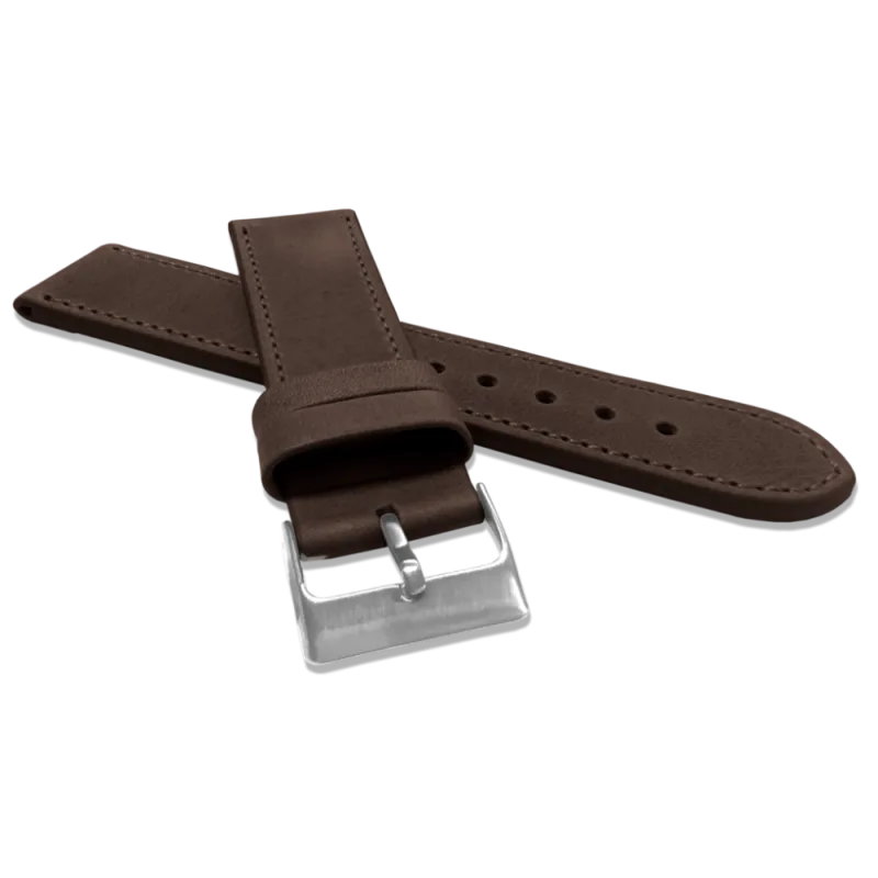 LAVVU Tmavě hnědý prošitý řemínek SPORT z luxusní kůže Top Grain - 22 LSAUC22