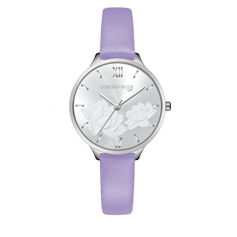 SUNDAY ROSE Dámské luxusní designové hodinky SUNDAY ROSE Fashion Pastel Violet SUN-F14