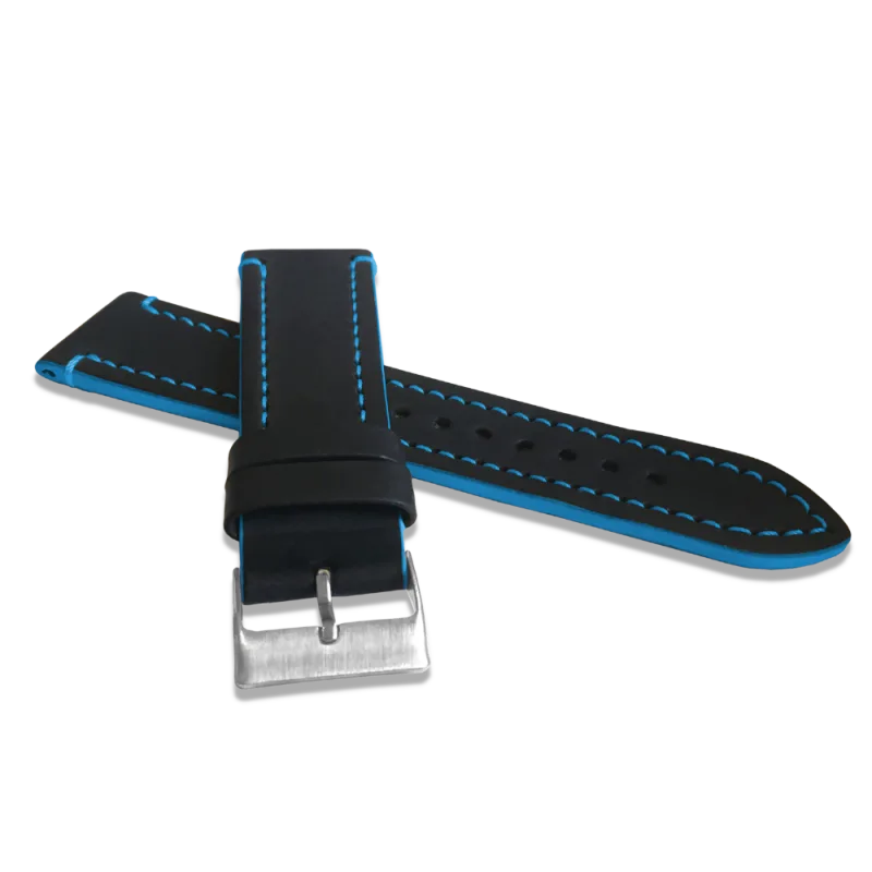 LAVVU Modře prošitý řemínek TAILOR z luxusní kůže Top Grain - 24 LSPBB24