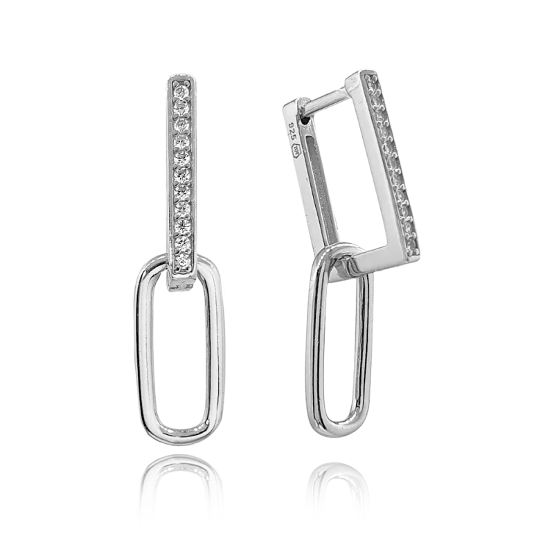 MINET Stříbrné náušnice v italském stylu s bílými zirkony JMAS0177SE01