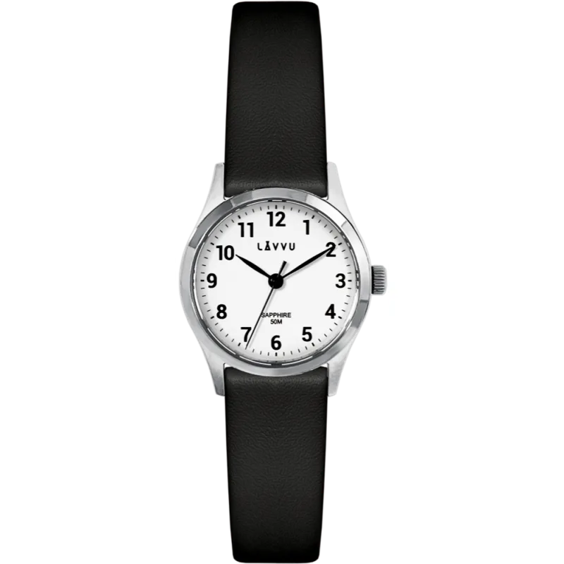 LAVVU Stříbrno-černé dámské hodinky SKIEN se safírovým sklíčkem LWL5070