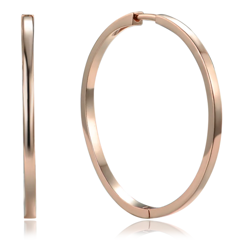 MINET Rose gold stříbrné náušnice hranaté kruhy 4 cm JMAN0634RE04