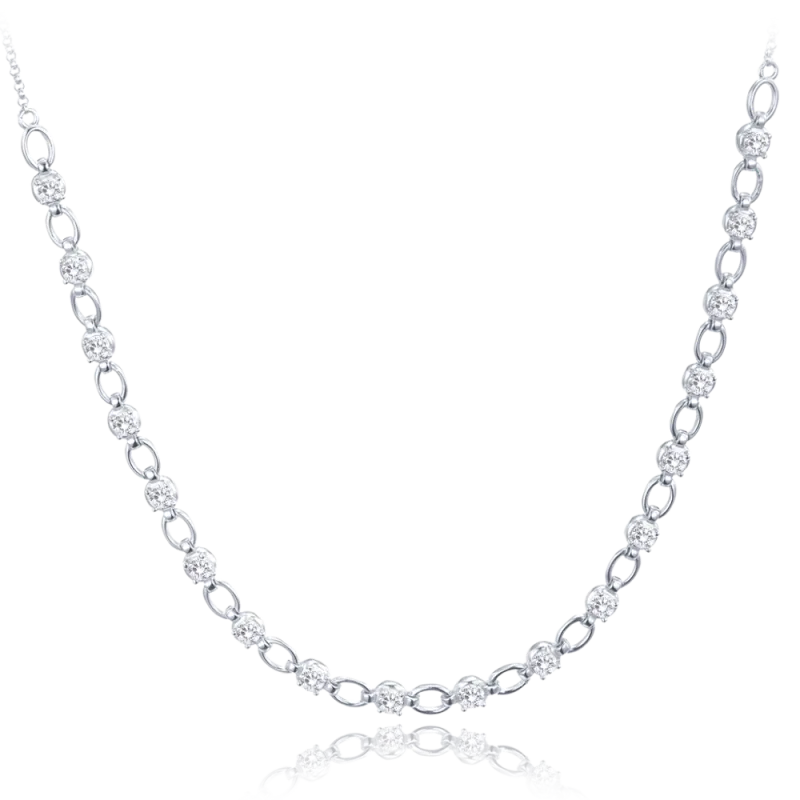 MINET Elegantní stříbrný náhrdelník s bílými zirkony JMAS0253SN42