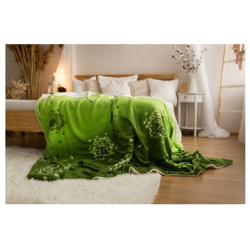 Baránková deka Púpava zelená 150x200 cm