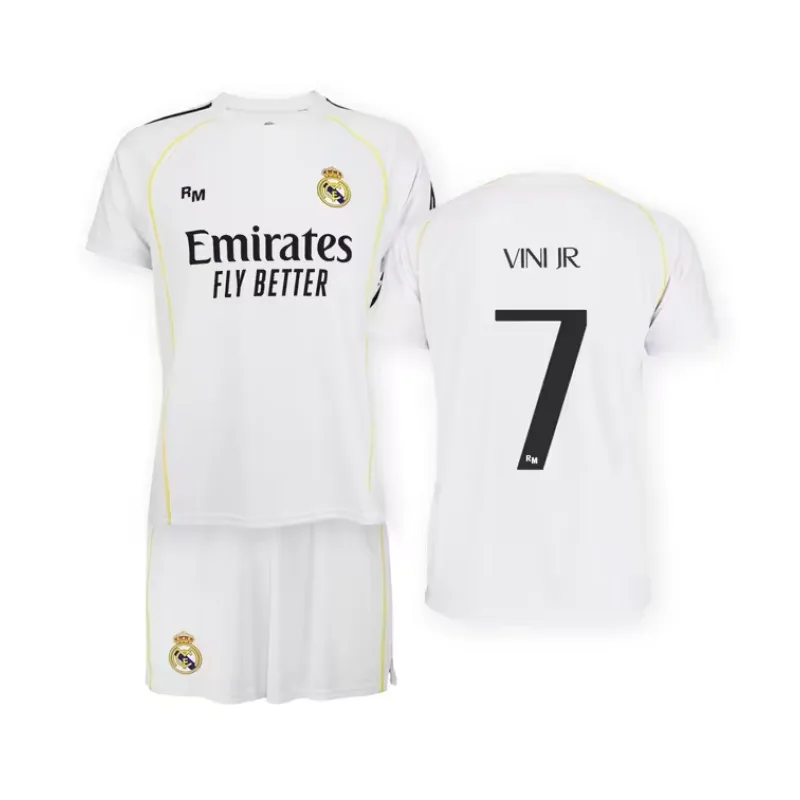 Real Madrid Vinícius Júnior set detský - dres + kraťasy (2025-2026) domáci - oficiálna replika