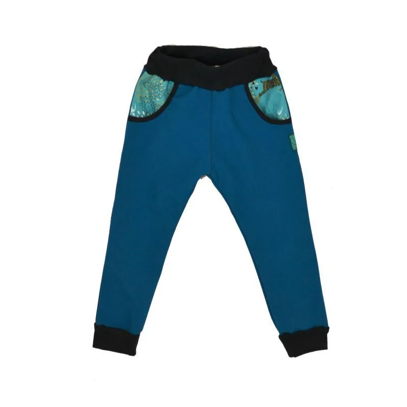 Detské nohavice softshellové - petrolej/jelene, veľ. 140-152