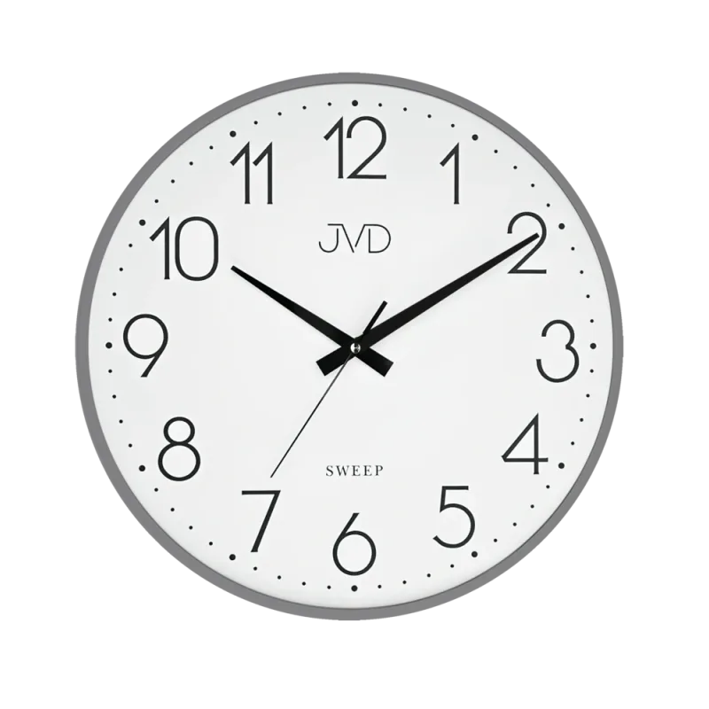 JVD Šedé nástěnné kovové netikající tiché hodiny JVD HK4129.3