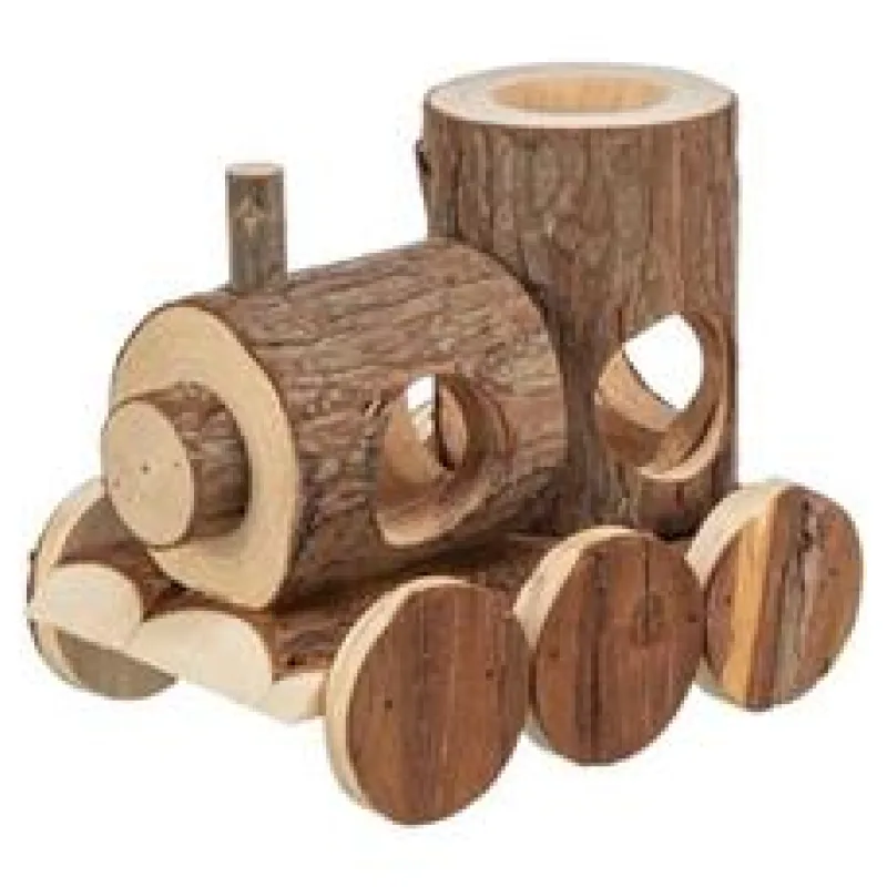 Vláček LEVIN pro myšky, 17 x 14 x 12 cm, přírodní dřevo s kůrou 1 ks