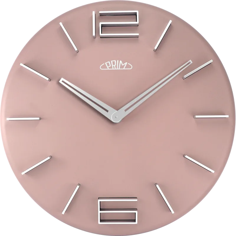 MPM Stříbrno-růžové nástěnné hodiny PRIM Pastel II E01P.4085.23