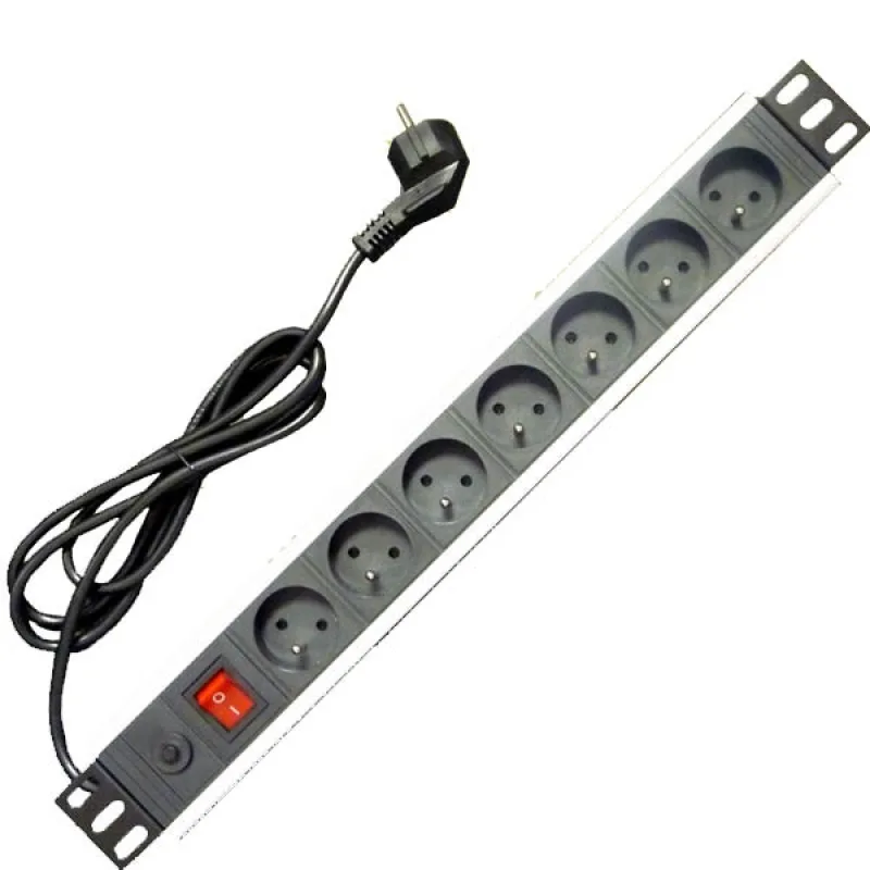 19" napájací panel 7x220V-1, 8m PPO Black+prep.ochr.16A 9610