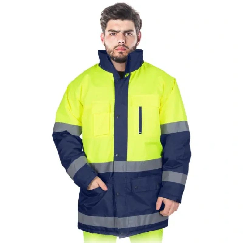 Reis JYG reflexná zimná bunda žltá/modrá