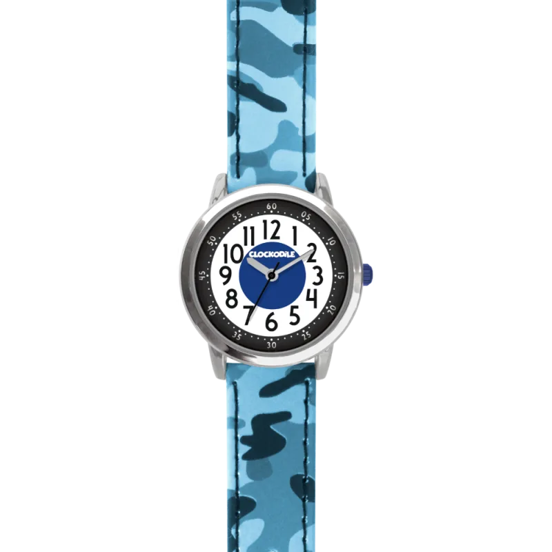 CLOCKODILE Svítící modré chlapecké dětské hodinky ARMY s maskáčovým vzorem CWB0030