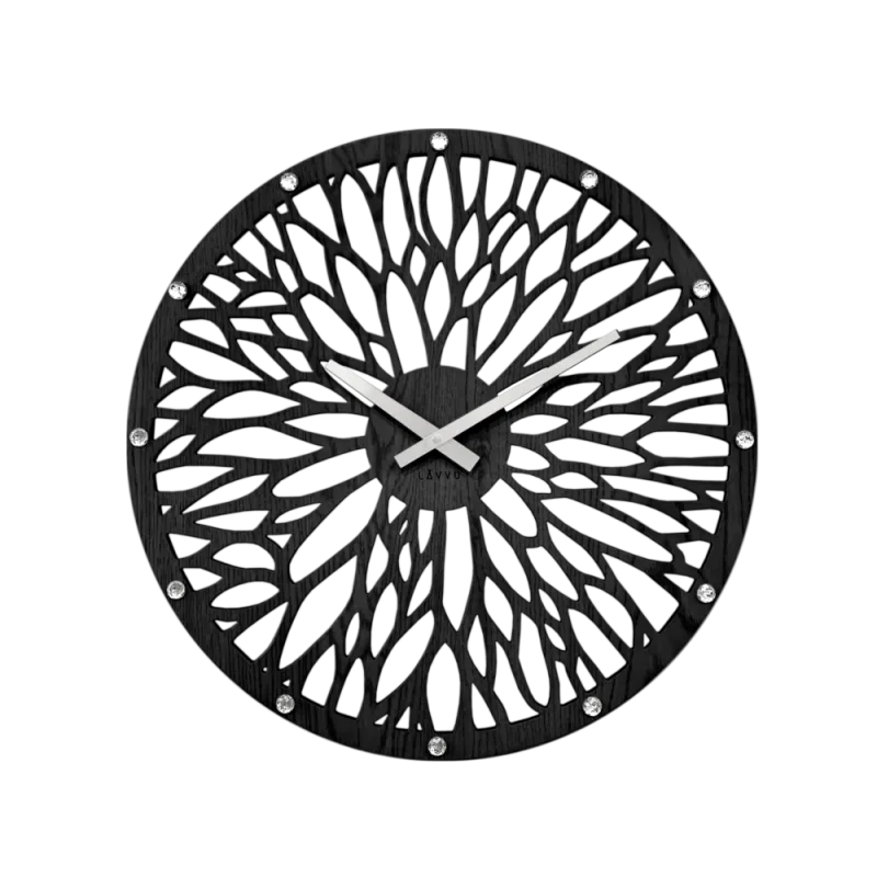 Obrovské impozantní černé dřevěné hodiny LAVVU WOOD LCT1182