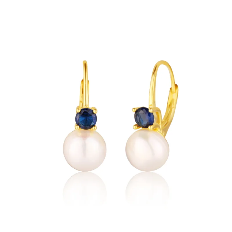 JVD Dámské klasické stříbrné pozlacené náušnice se zirkony a perlami SVLE2959XF6GM00