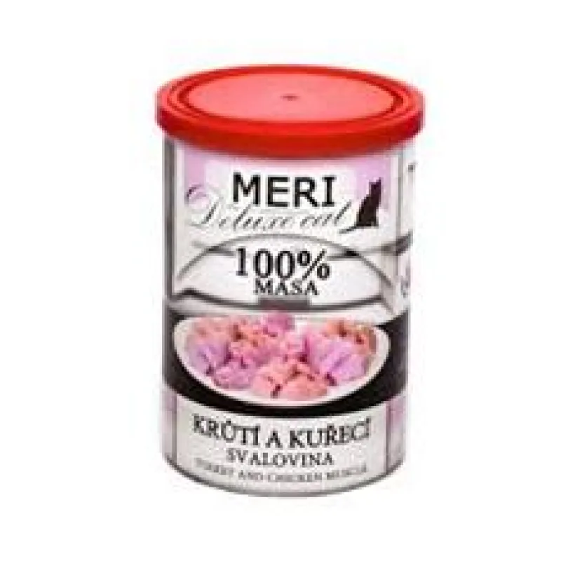MERI Deluxe Cat krůtí a kuřecí svalovina, konzerva 400g