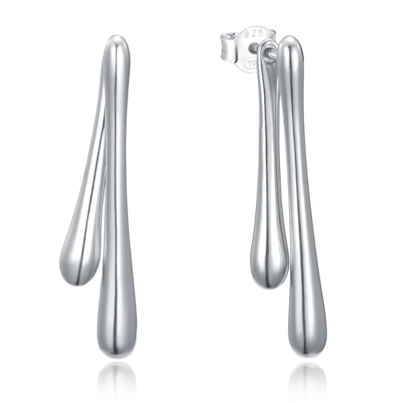 MINET Moderní stříbrné náušnice visací kapky JMAN0567SE00