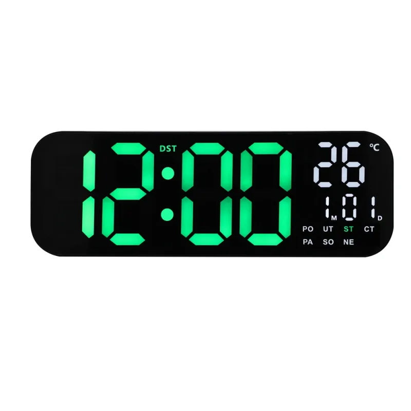 JVD Digitální černé nástěnné hodiny s LED zelenými číslicemi JVD DH9016.1