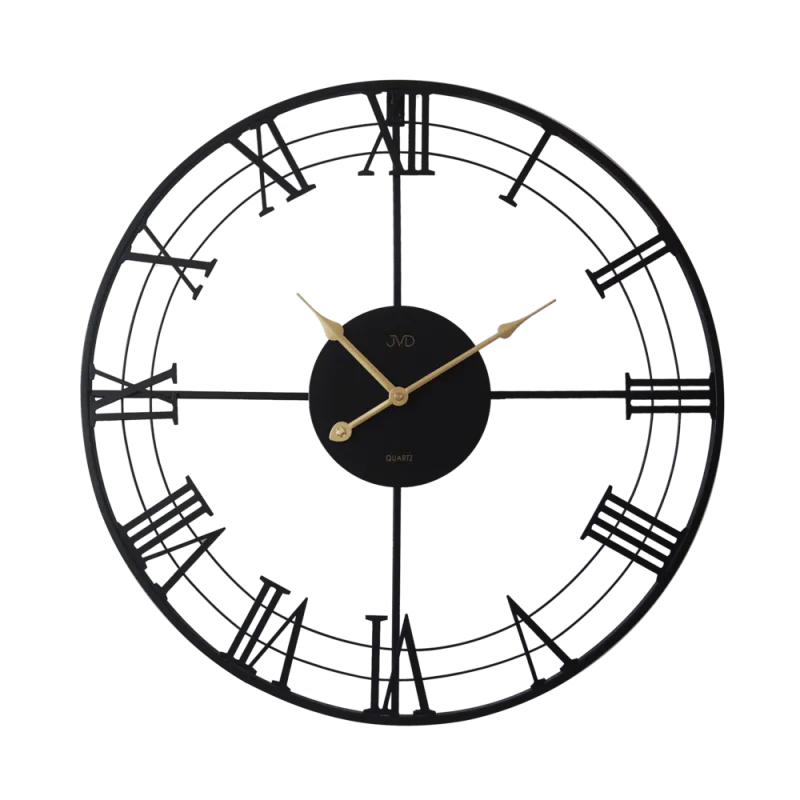 JVD Černo zlaté designové exkluzivní nástěnné hodiny JVD HJ103